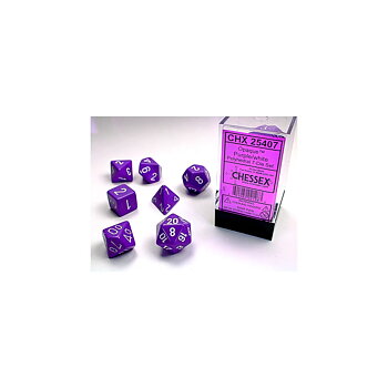 Chessex Opaque Polyhedral 7-Die Set - Purple w/white