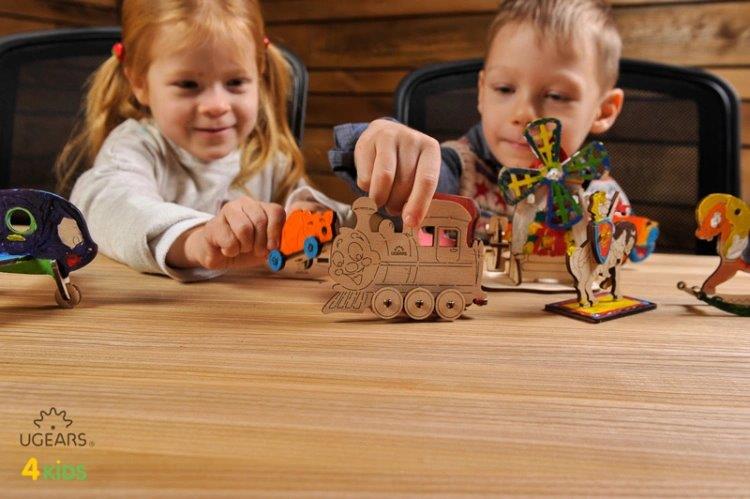Ugears Lok med Vagn - 4Kids - 5