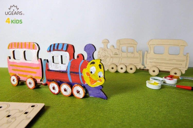 Ugears Lok med Vagn - 4Kids - 10