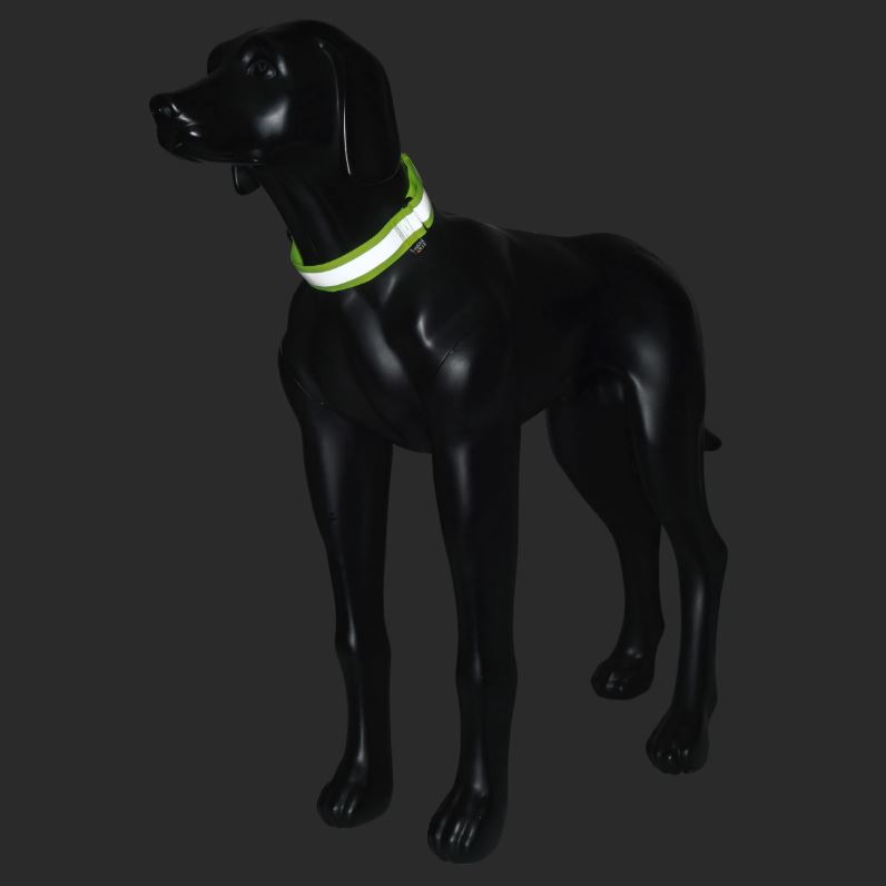 Rukka Pets Note Neck Band Reflective Collar - Neon Yellow - Elastic