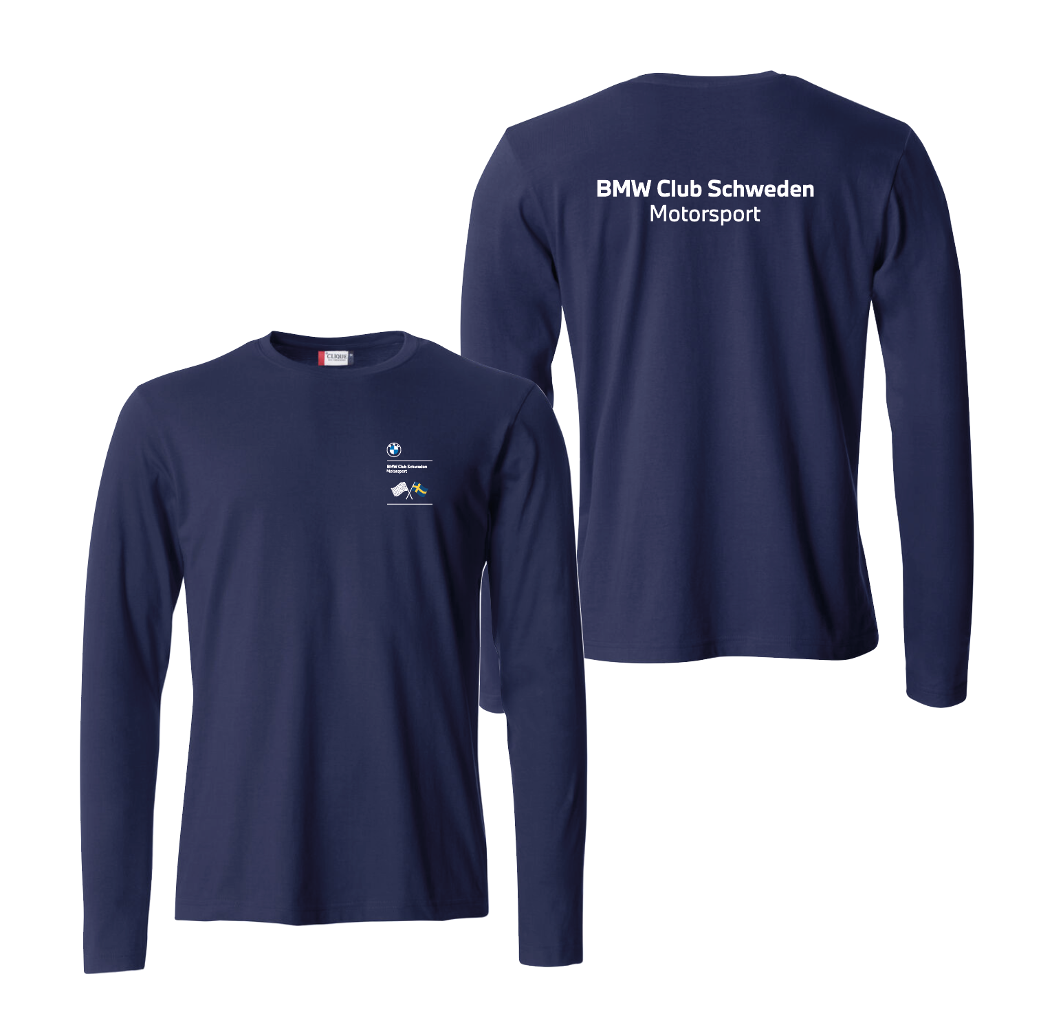 Långärmad T-shirt  med ryggtryck Herr/Dam (Motorsport) Marinblå