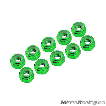 ULTIMATE - M3 Nut, Nylon, Green, Aluminum, 10pcs