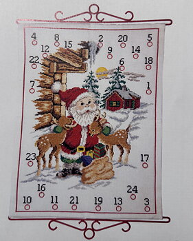 Adventskalender. Tomte och julklappar