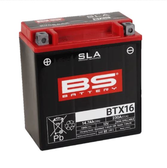 MC/ATV Batteri 12V 14Ah BS Battery BTX16 – AGM Underhållsfritt