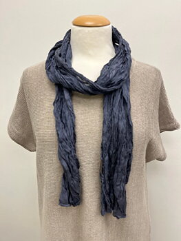 Sidenscarf krinklad smal modell - Grå mörk/gråblå