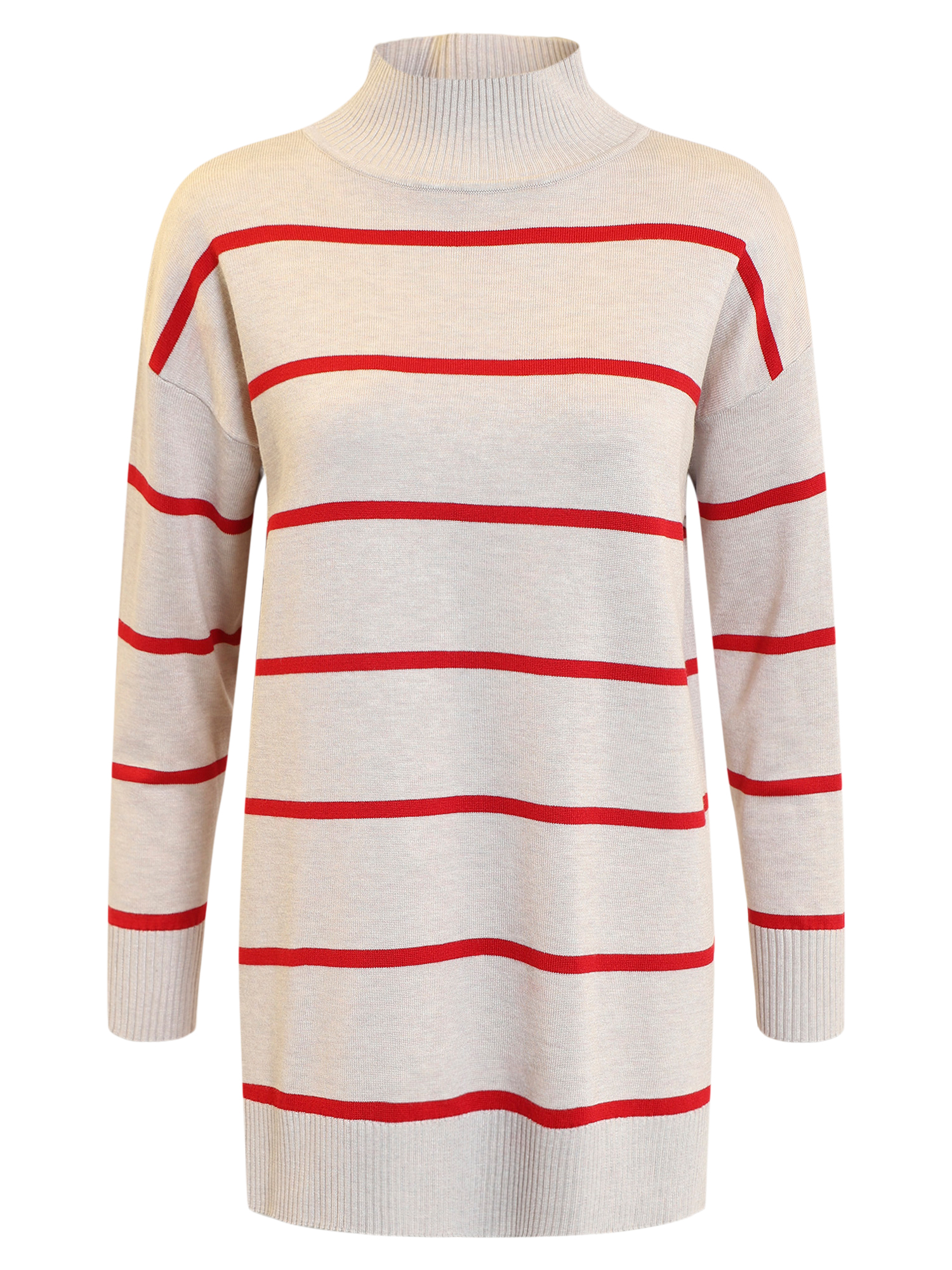 Polotröja - Beige Röd Rand - Jensen