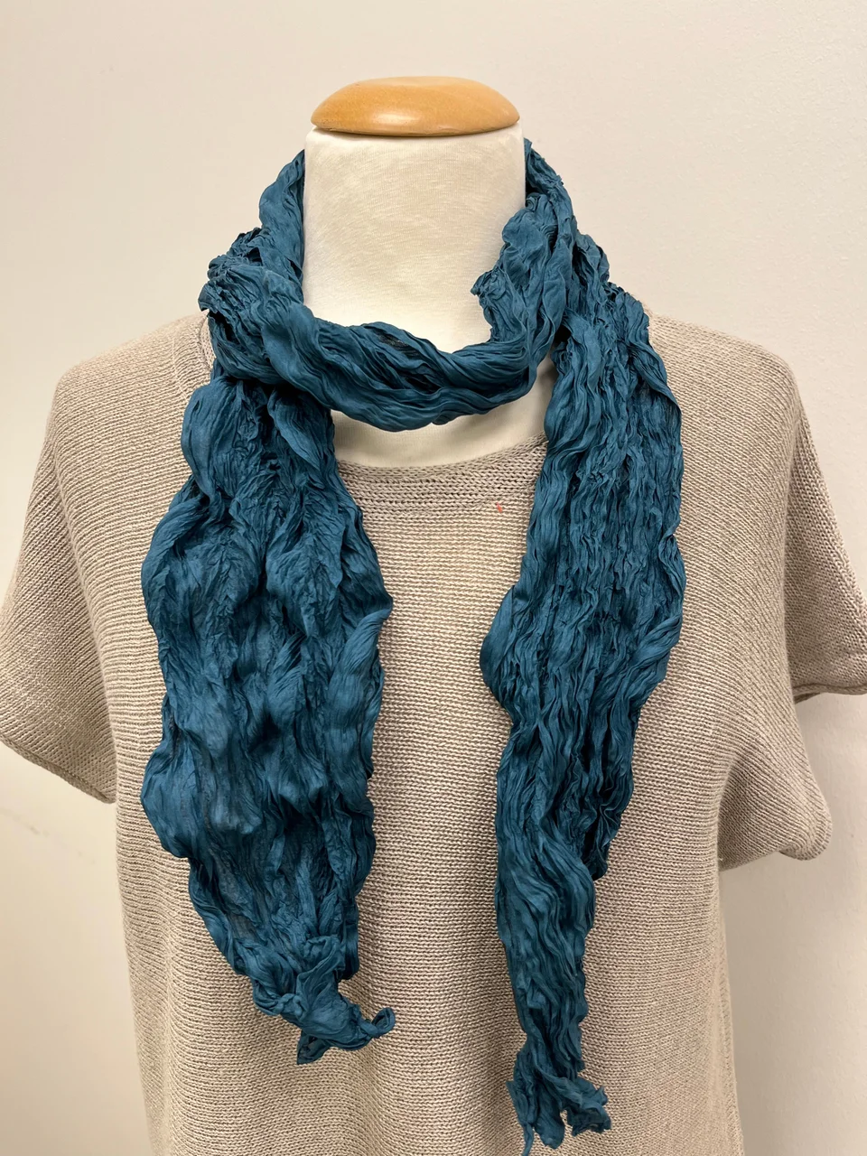 Sidenscarf krinklad smal modell - Petrol