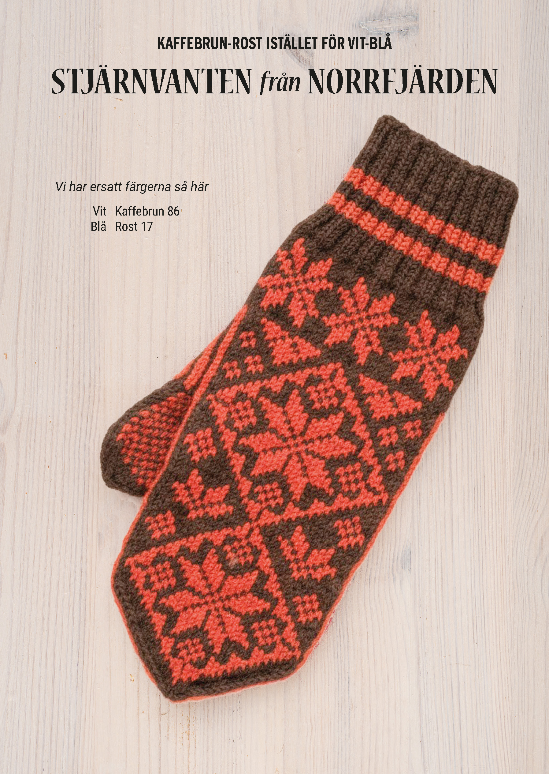Knitting bundle mitten Stjärnvanten från Norrfjärden coffee brown–rust - 2