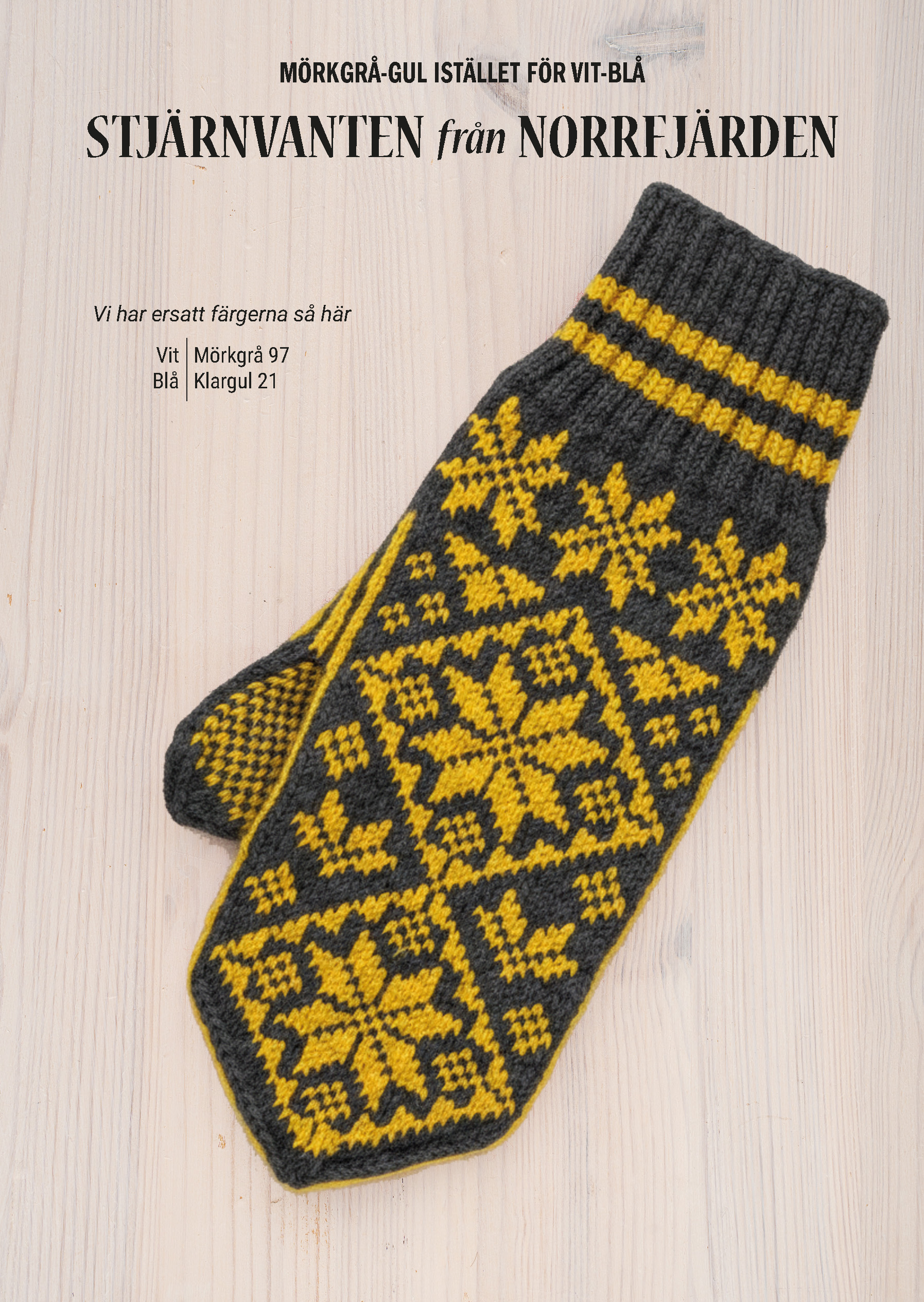 Strickset Fäustlinge Stjärnvanten från Norrfjärden dunkelgrau-gelb - 2