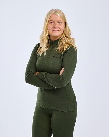 Pinewood Abisko Merino Halfzip Base Layer Sweater Women Mossgreen