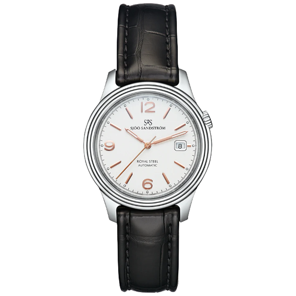 Sjöö Sandström Royal Steel Classic 41 ivory rosé index med alligatorband