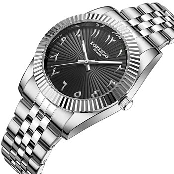 Lorenzo Starburst Arabic Silver Black