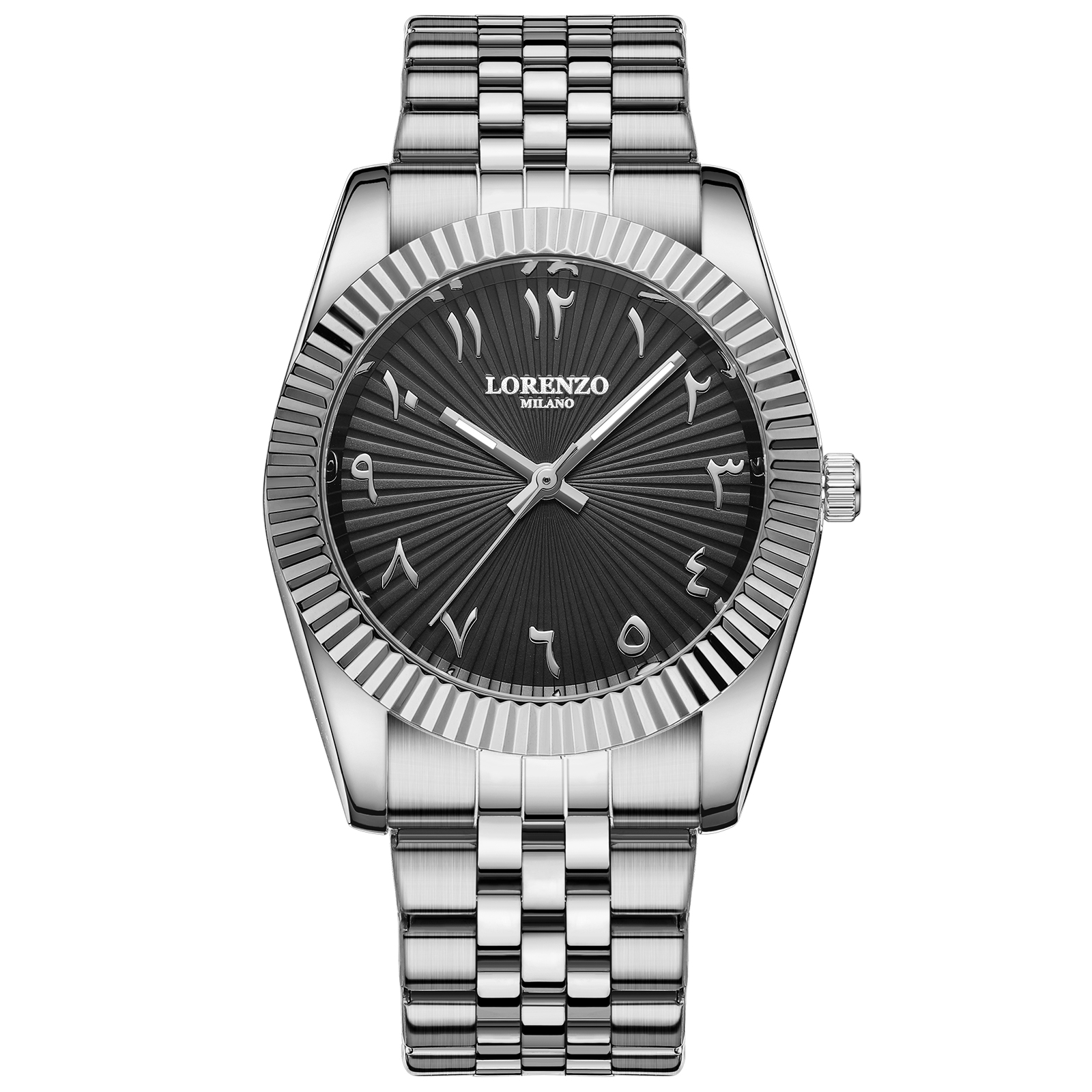 Lorenzo Starburst Arabic Silver Black