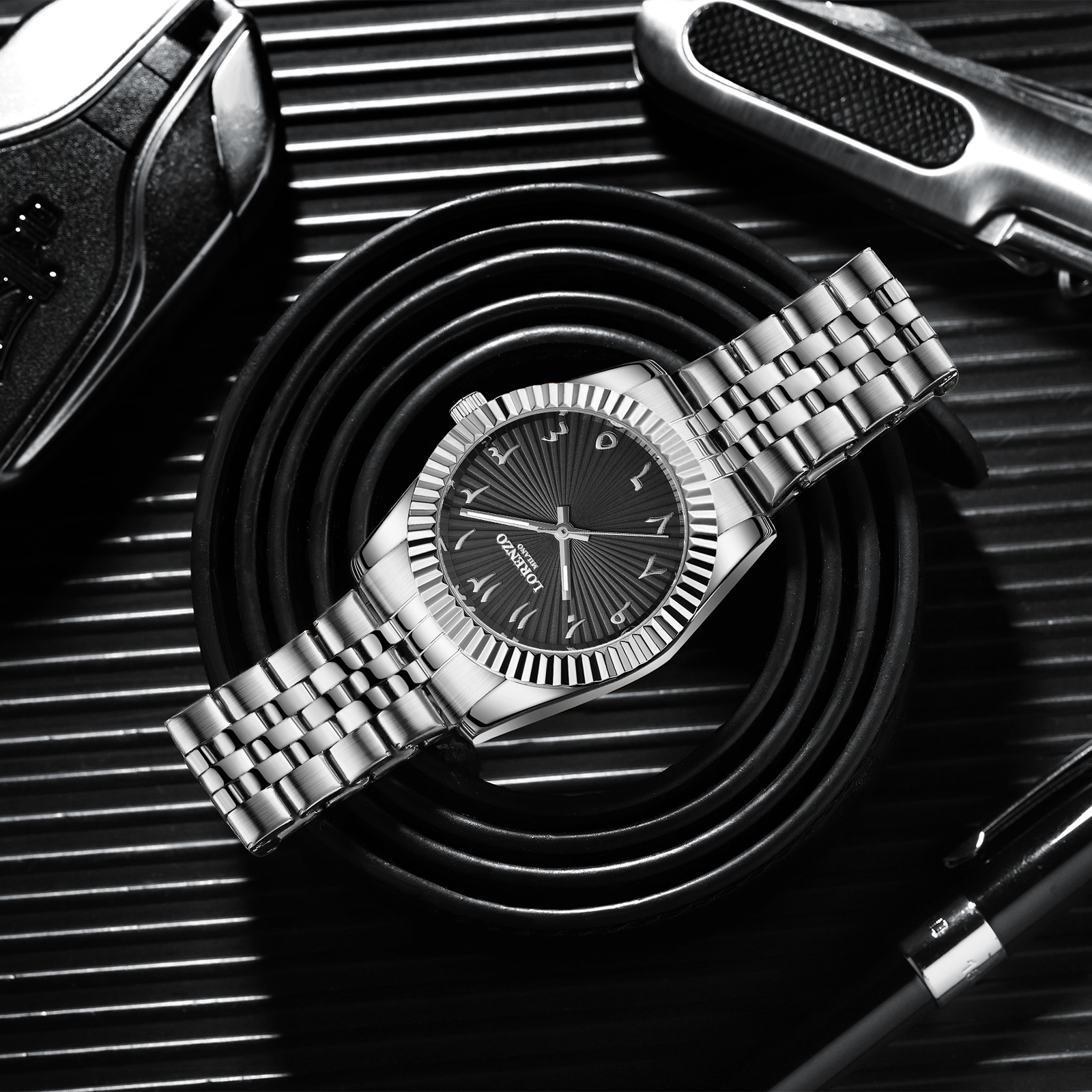 Lorenzo Starburst Arabic Silver Black - 4