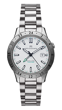 020142 Sjöö Sandström Royal Steel Worldtimer 41 vit