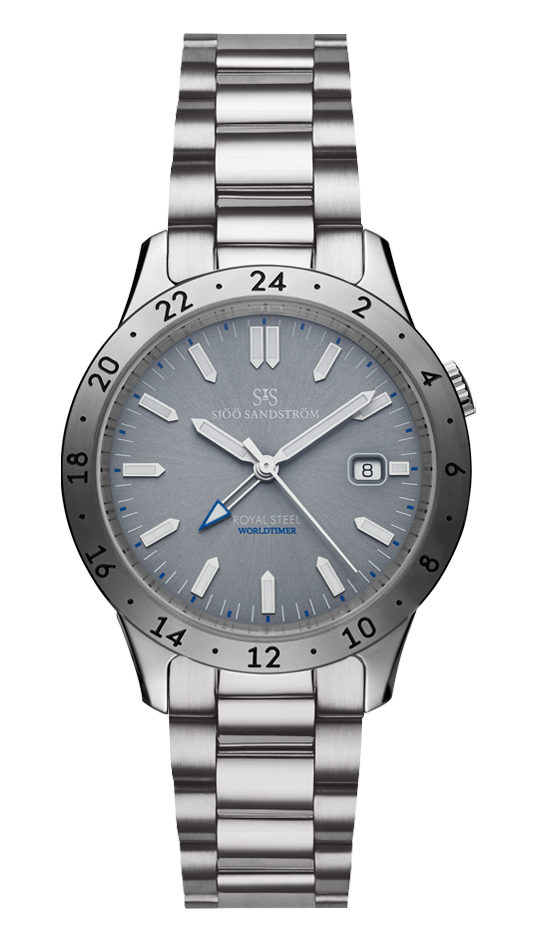 020036 Sjöö Sandström Royal Steel Worldtimer 41 grå