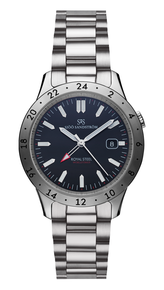 019979 Sjöö Sandström Royal Steel Worldtimer 41 svart