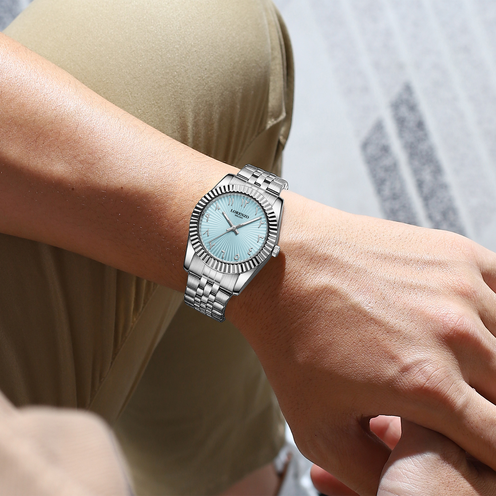 Lorenzo Starburst Arabic Silver Sky Blue - 7