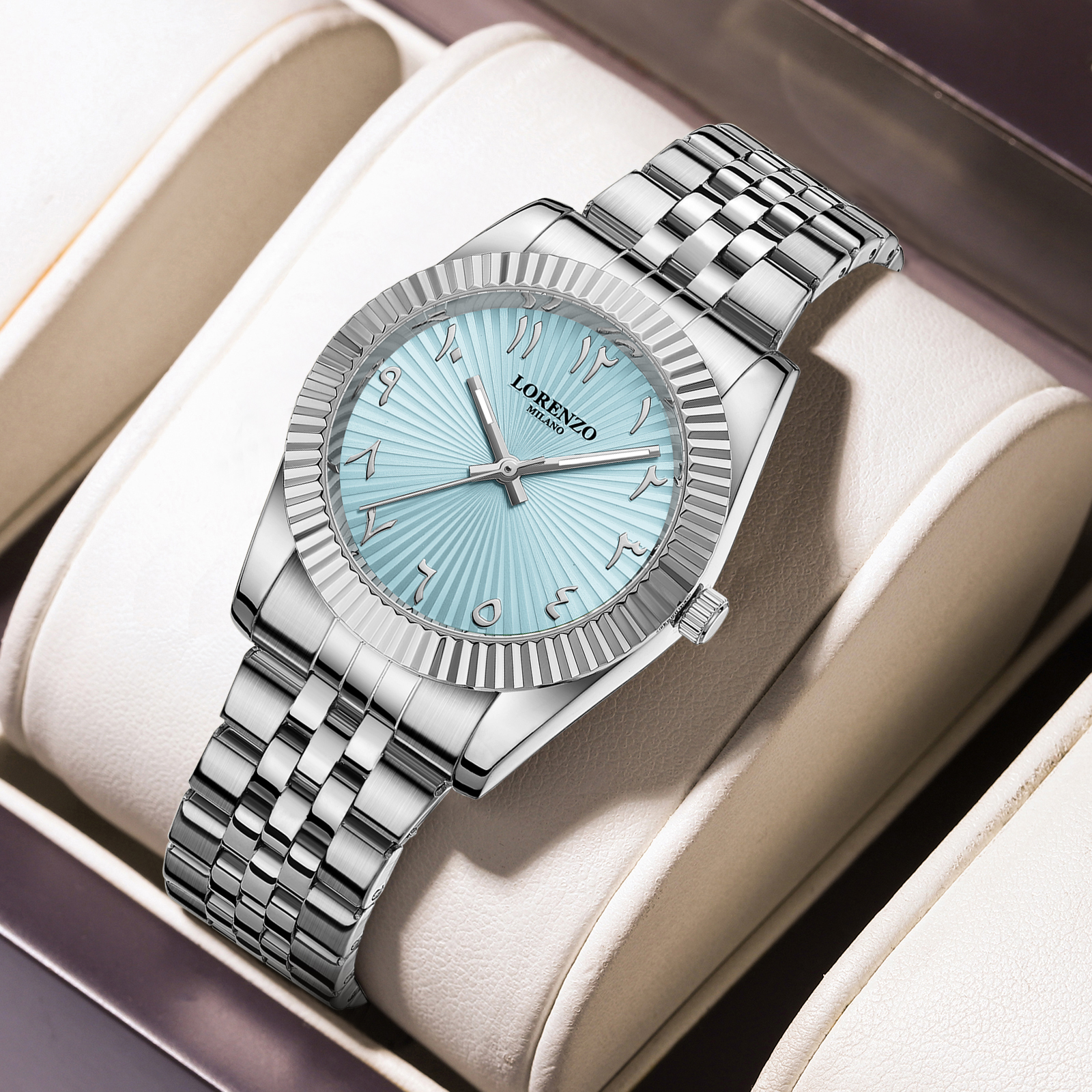 Lorenzo Starburst Arabic Silver Sky Blue - 8