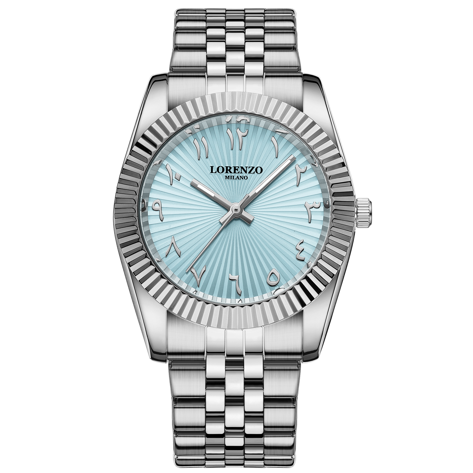 Lorenzo Starburst Arabic Silver Sky Blue