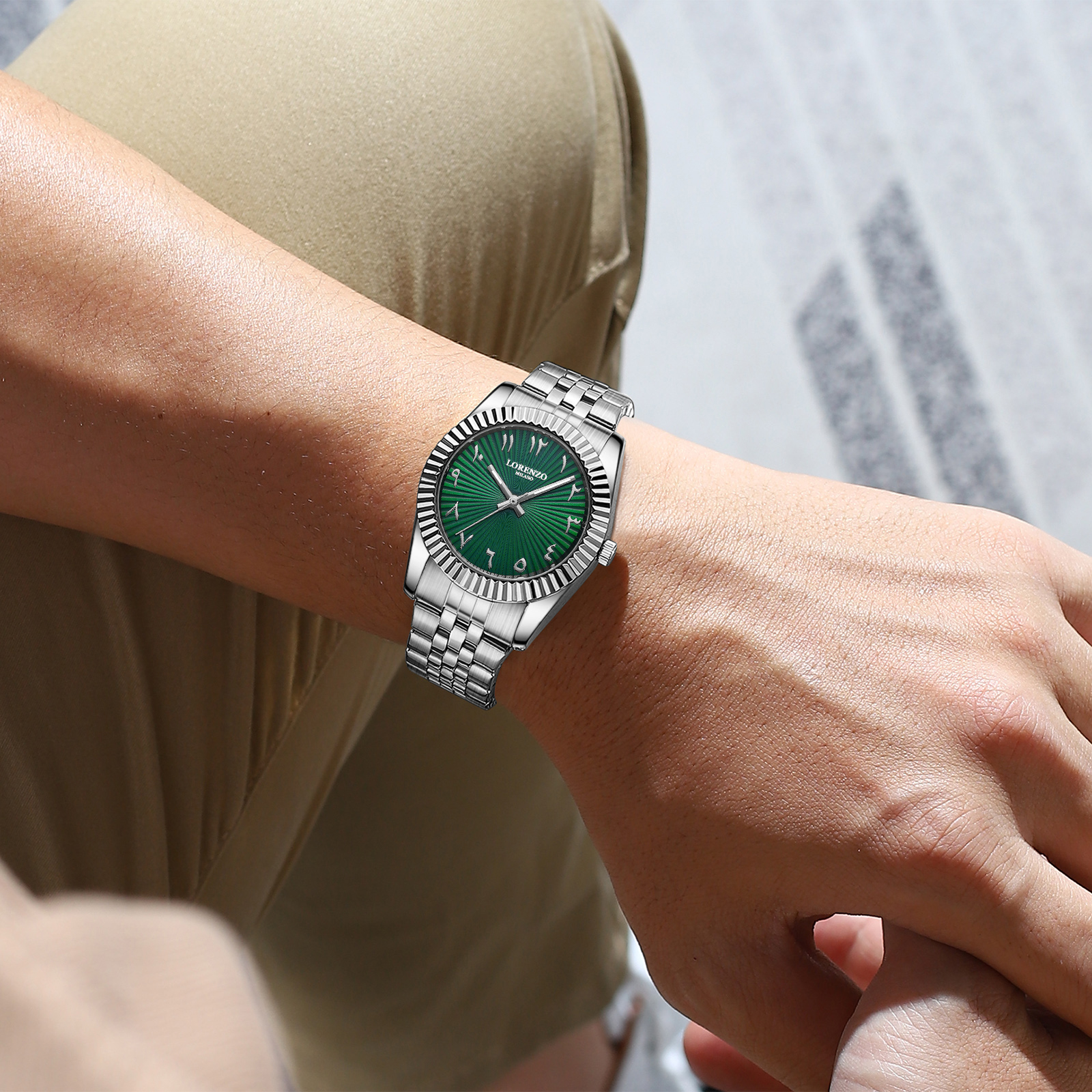 Lorenzo Starburst Arabic Silver Green - 7