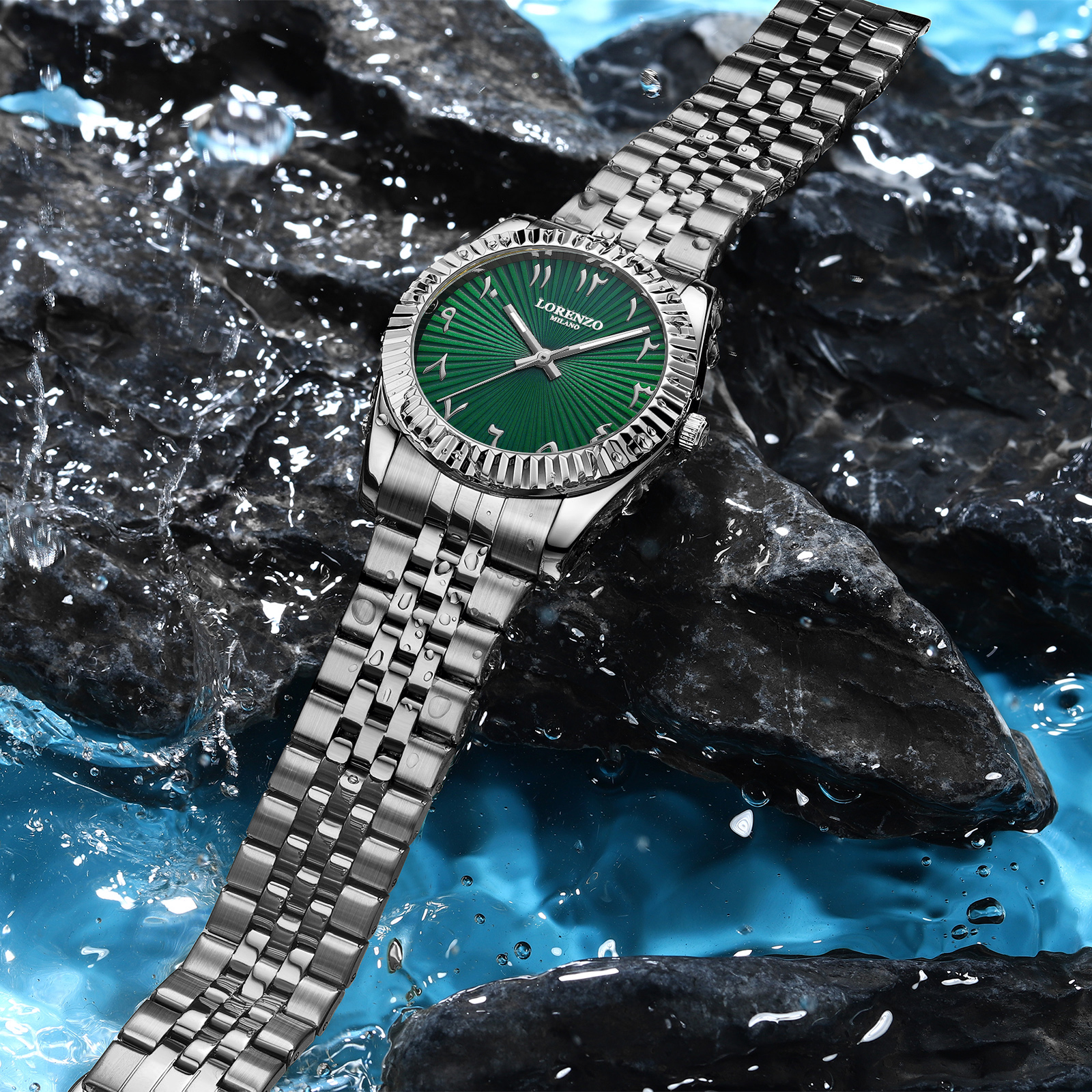Lorenzo Starburst Arabic Silver Green - 5