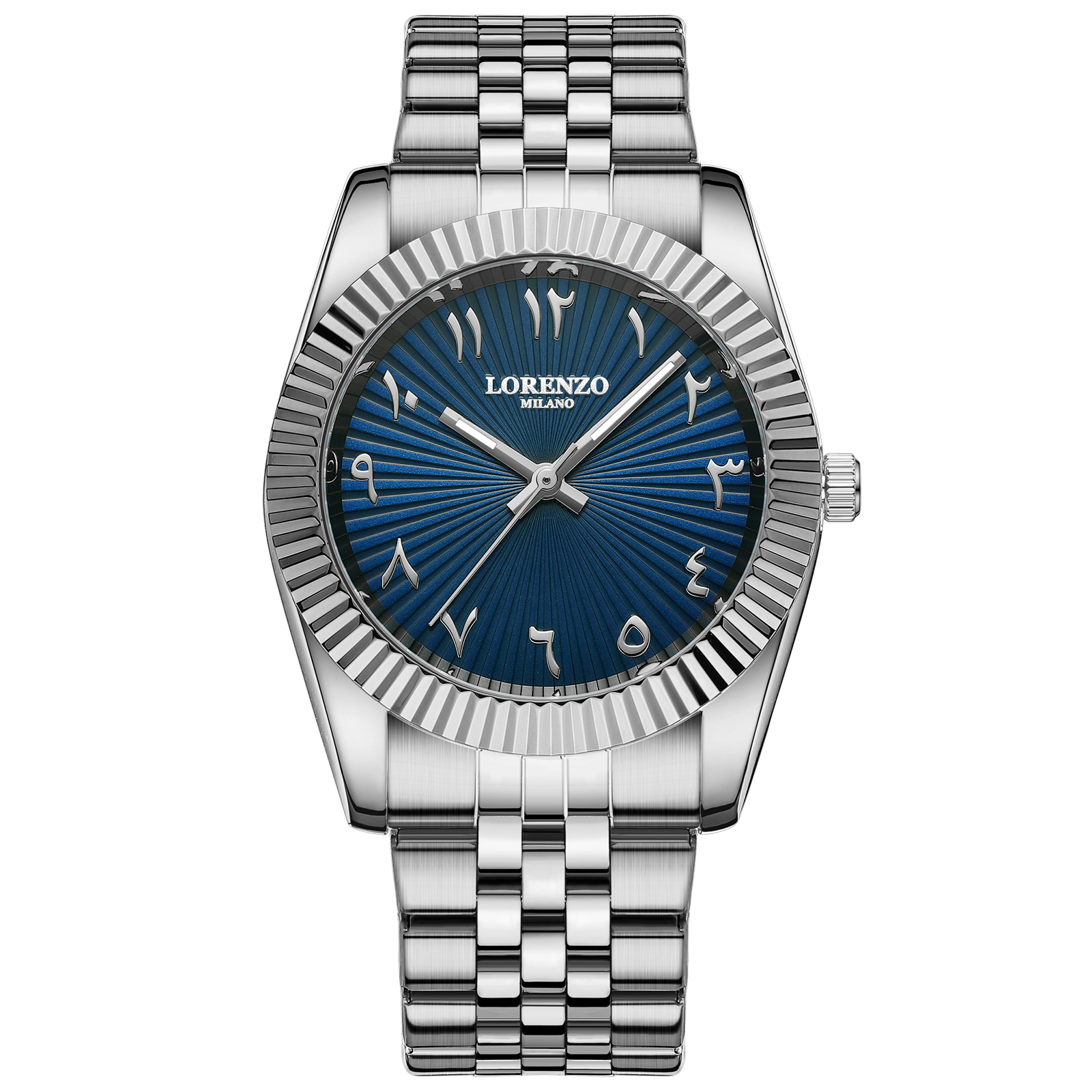 Lorenzo Starburst Arabic Silver Blue | Herrklockor | Klocktema