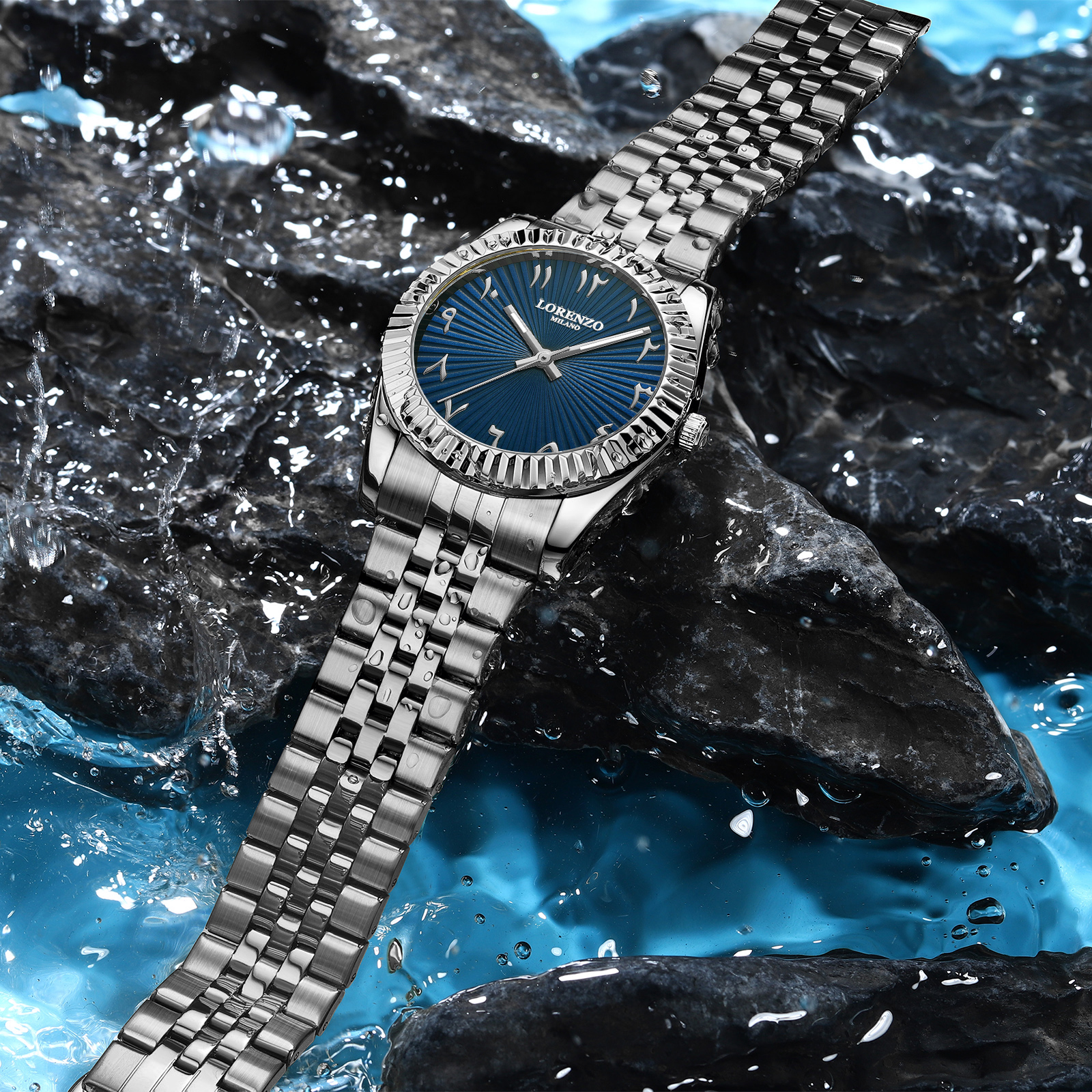 Lorenzo Starburst Arabic Silver Blue - 5