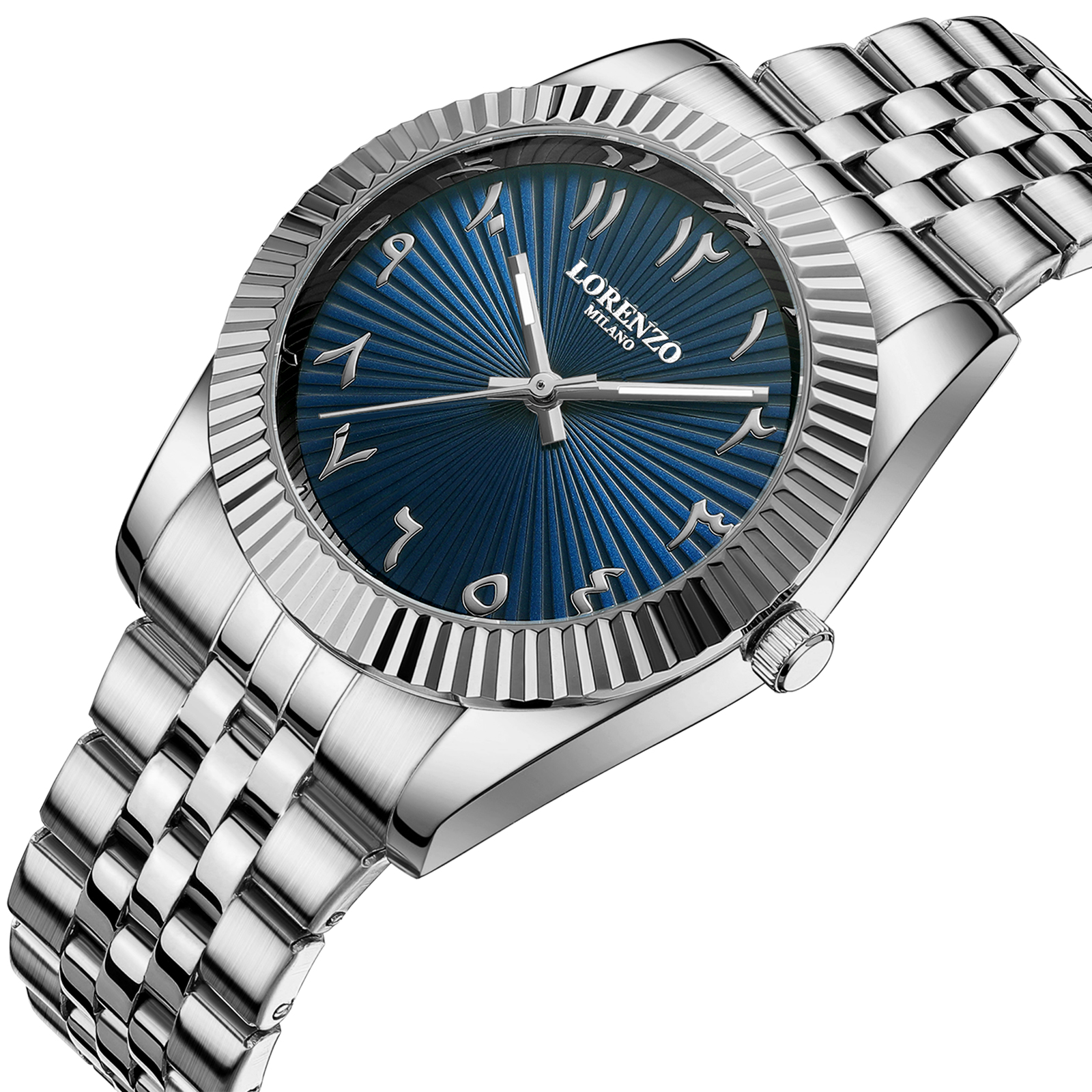 Lorenzo Starburst Arabic Silver Blue - 2