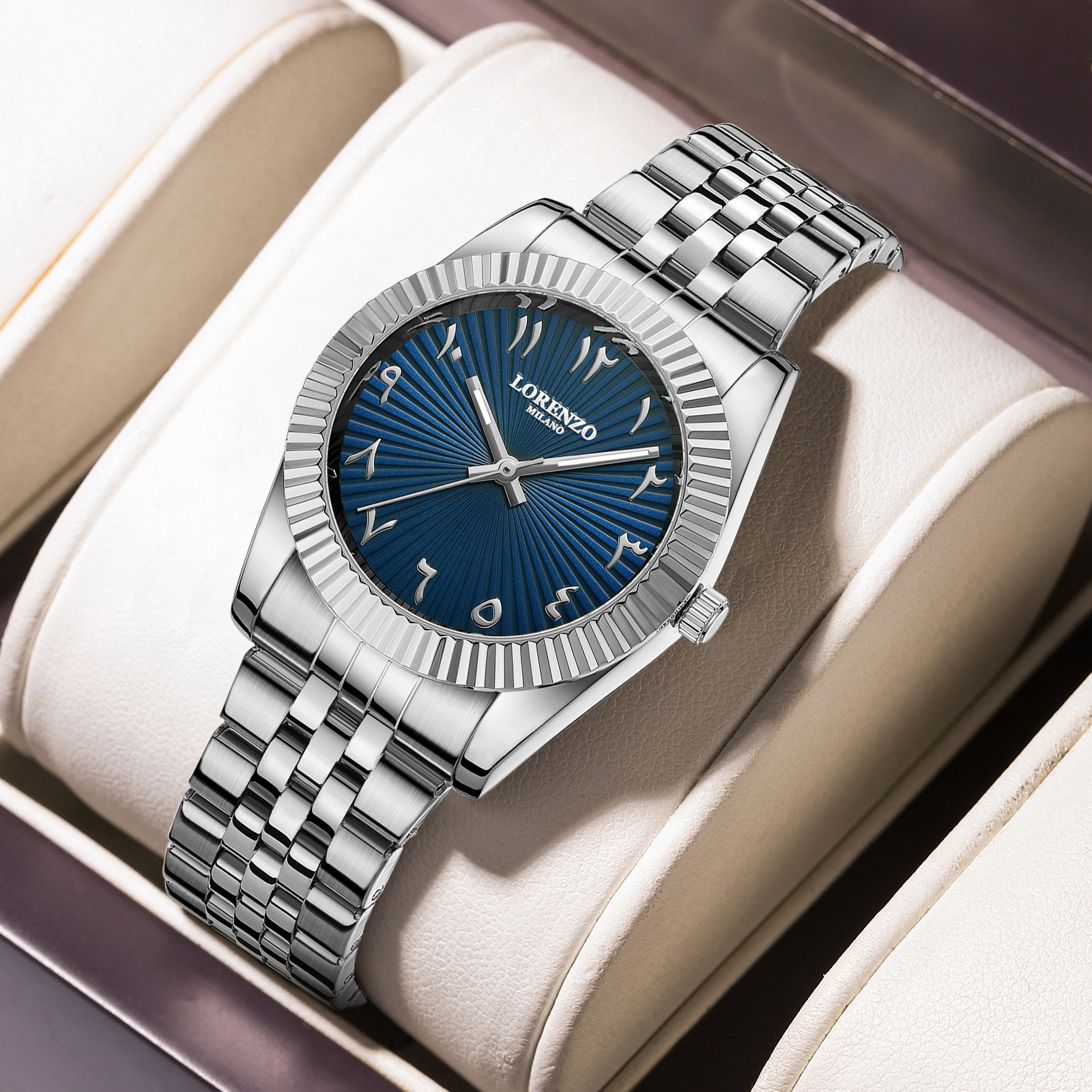 Lorenzo Starburst Arabic Silver Blue - 8