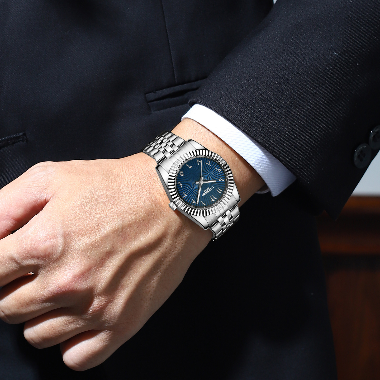 Lorenzo Starburst Arabic Silver Blue - 6