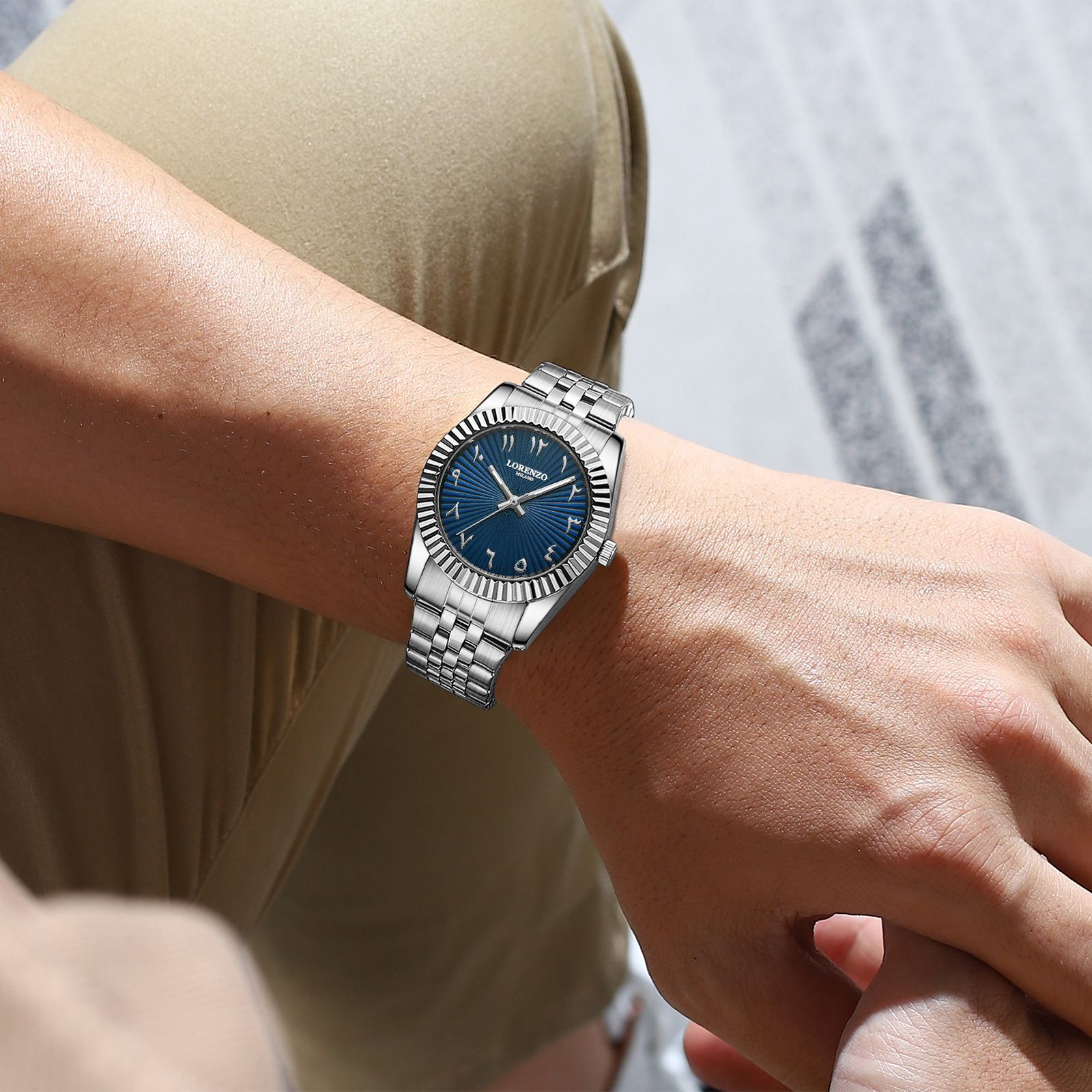 Lorenzo Starburst Arabic Silver Blue - 7