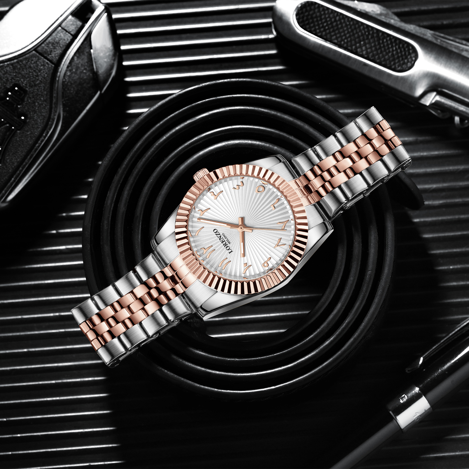 Lorenzo Starburst Arabic Silver Rose Gold - 4