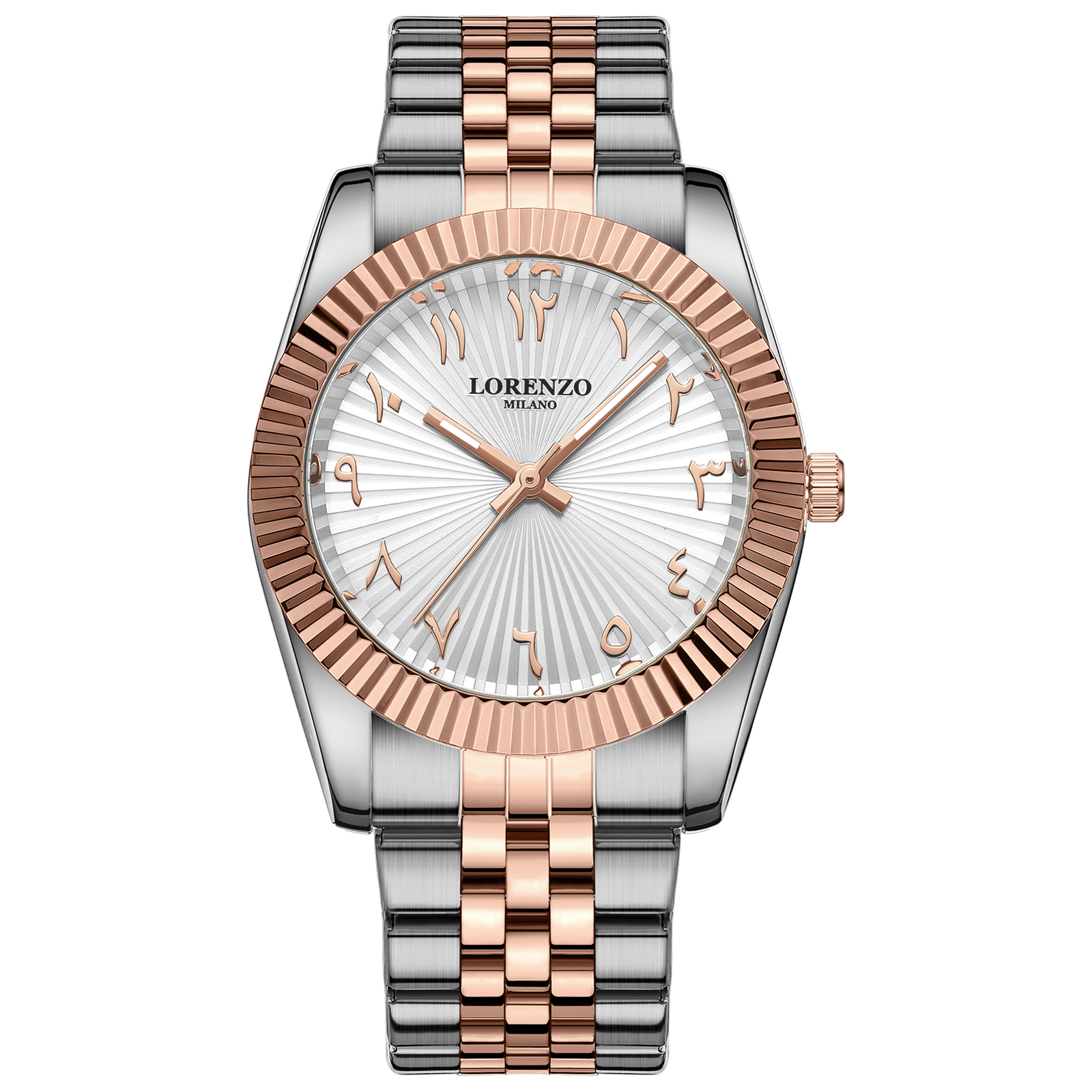 Lorenzo Starburst Arabic Silver Rose Gold