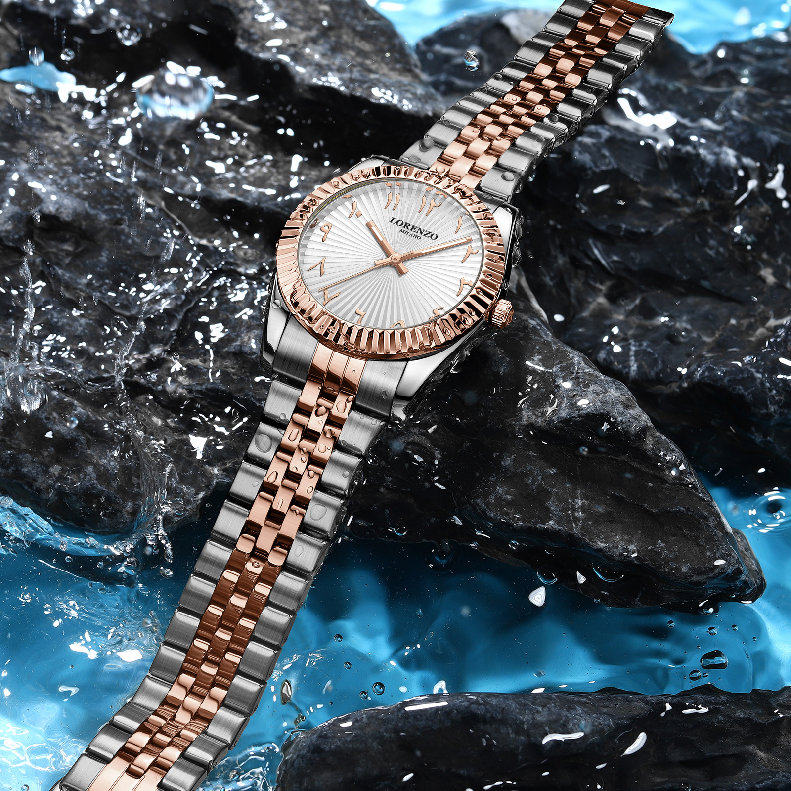 Lorenzo Starburst Arabic Silver Rose Gold - 5