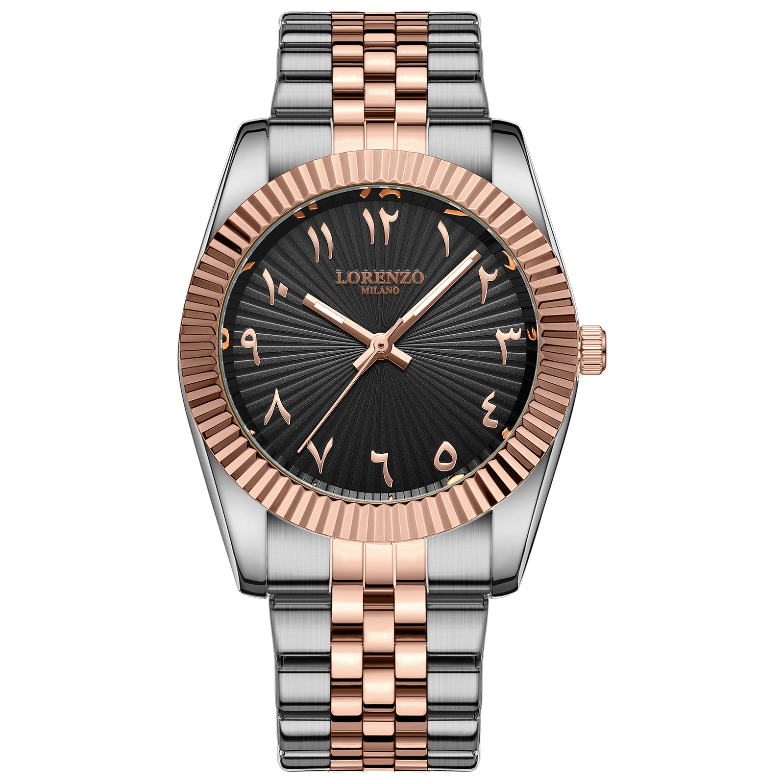 Lorenzo Starburst Arabic Silver Rose Gold Black