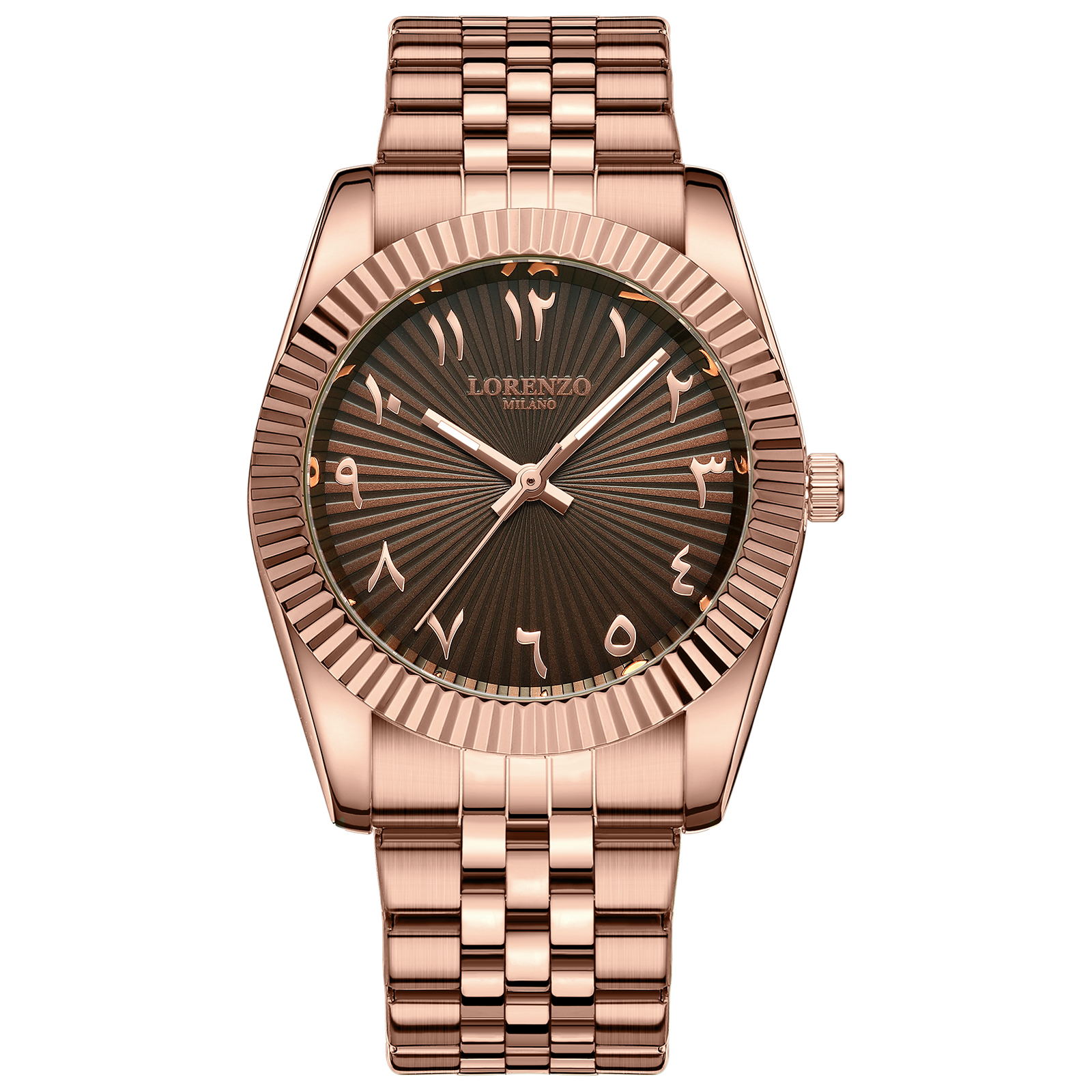 Lorenzo Starburst Arabic Rose Gold Brown | Herrklockor | Klocktema