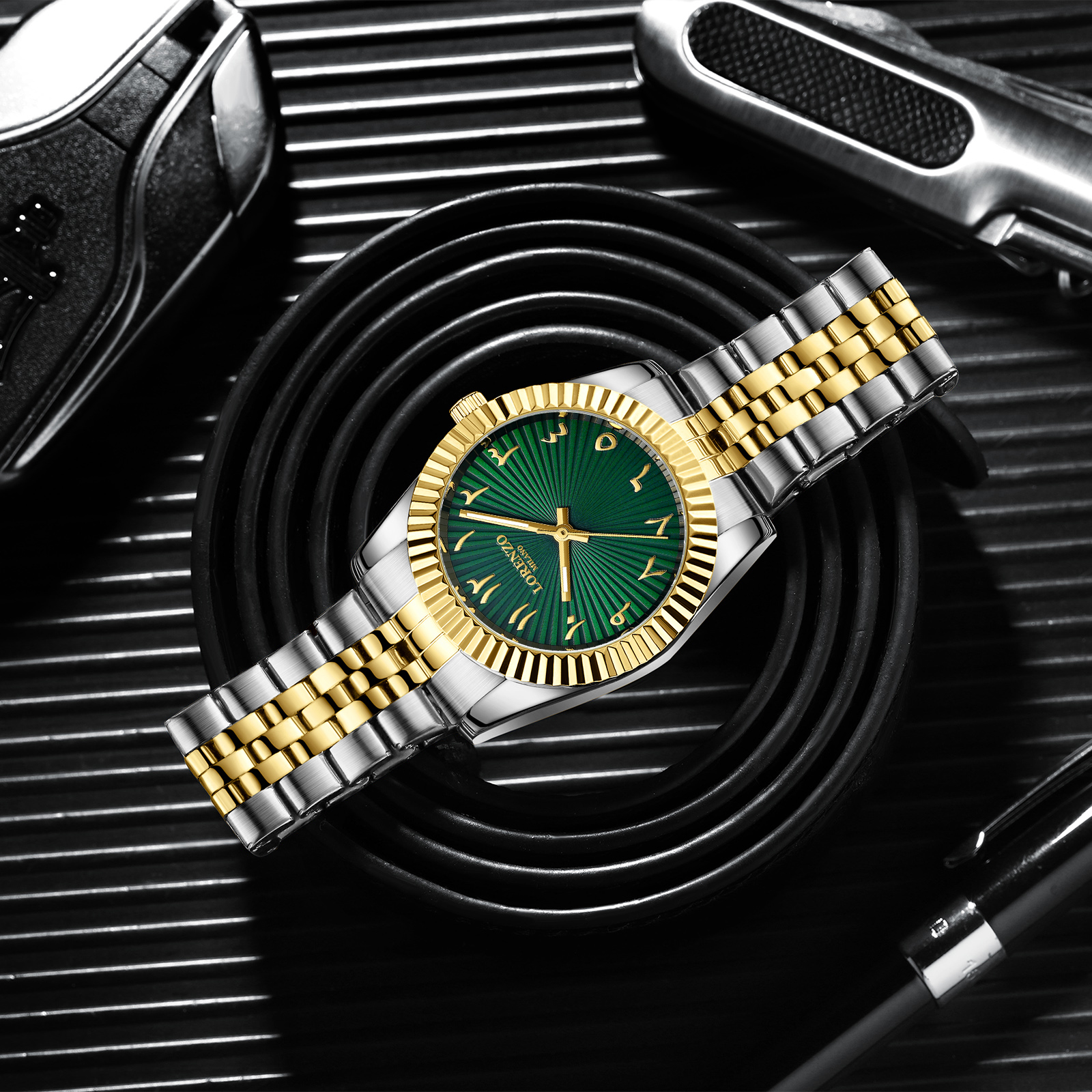 Lorenzo Starburst Arabic Silver Gold Green - 4