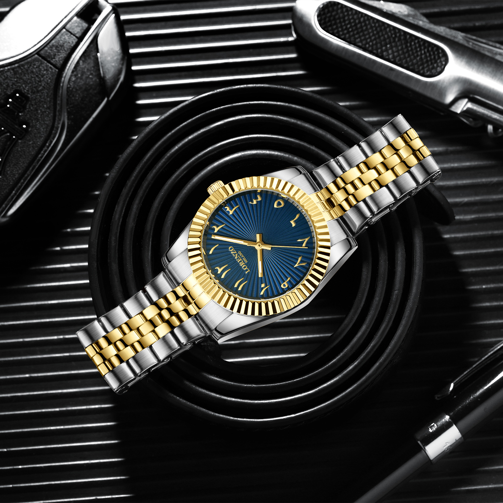 Lorenzo Starburst Arabic Silver Gold Blue - 4