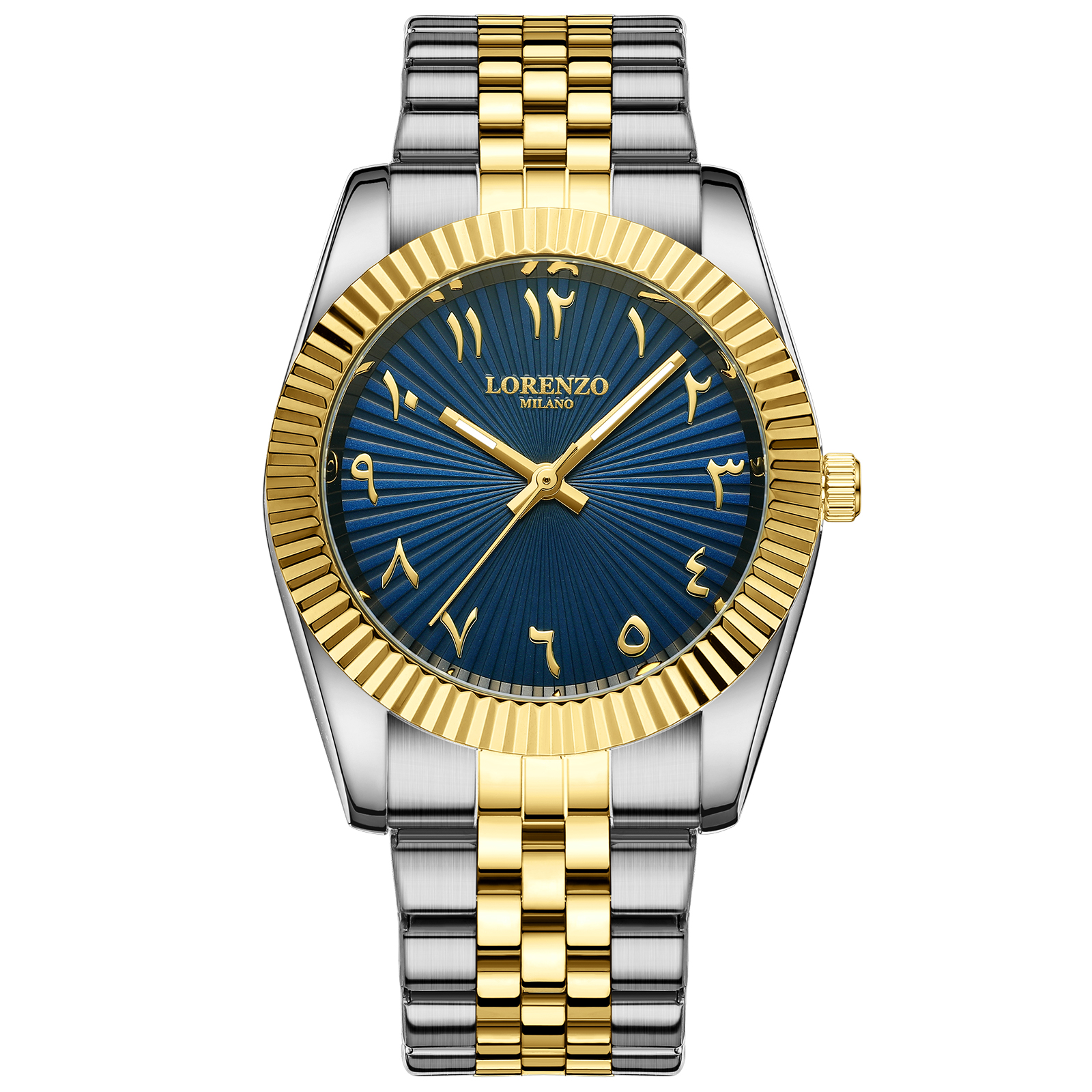 Lorenzo Starburst Arabic Silver Gold Blue | Herrklockor | Klocktema