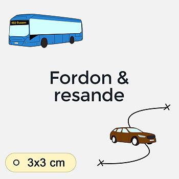 Bildstödsbilder Fordon och resande, 3x3 cm