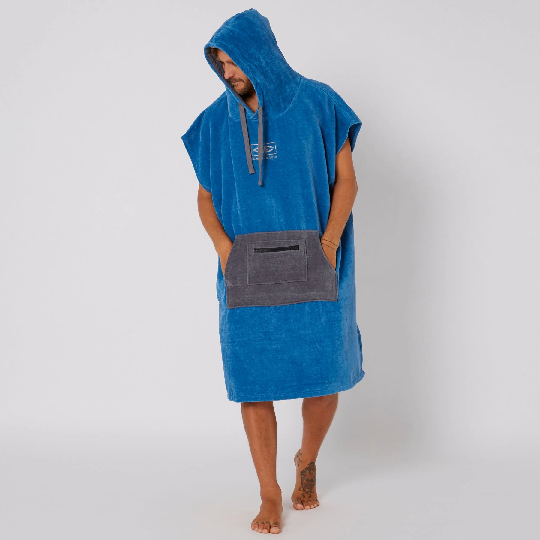 Ocean & Earth Day Break Hooded Poncho Blue - 4