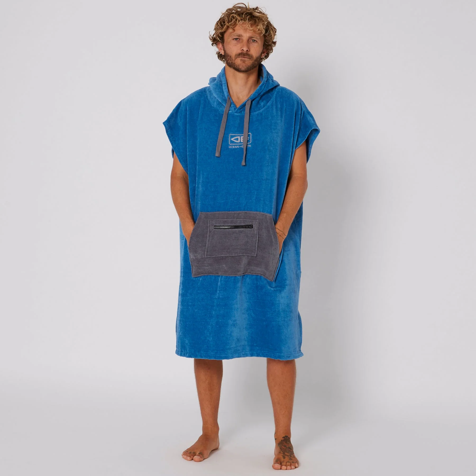 Ocean & Earth Day Break Hooded Poncho Blue