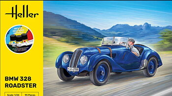 1/24 BMW 328 Roadster-  COMPLETE w.  Glue, Paint,Brush