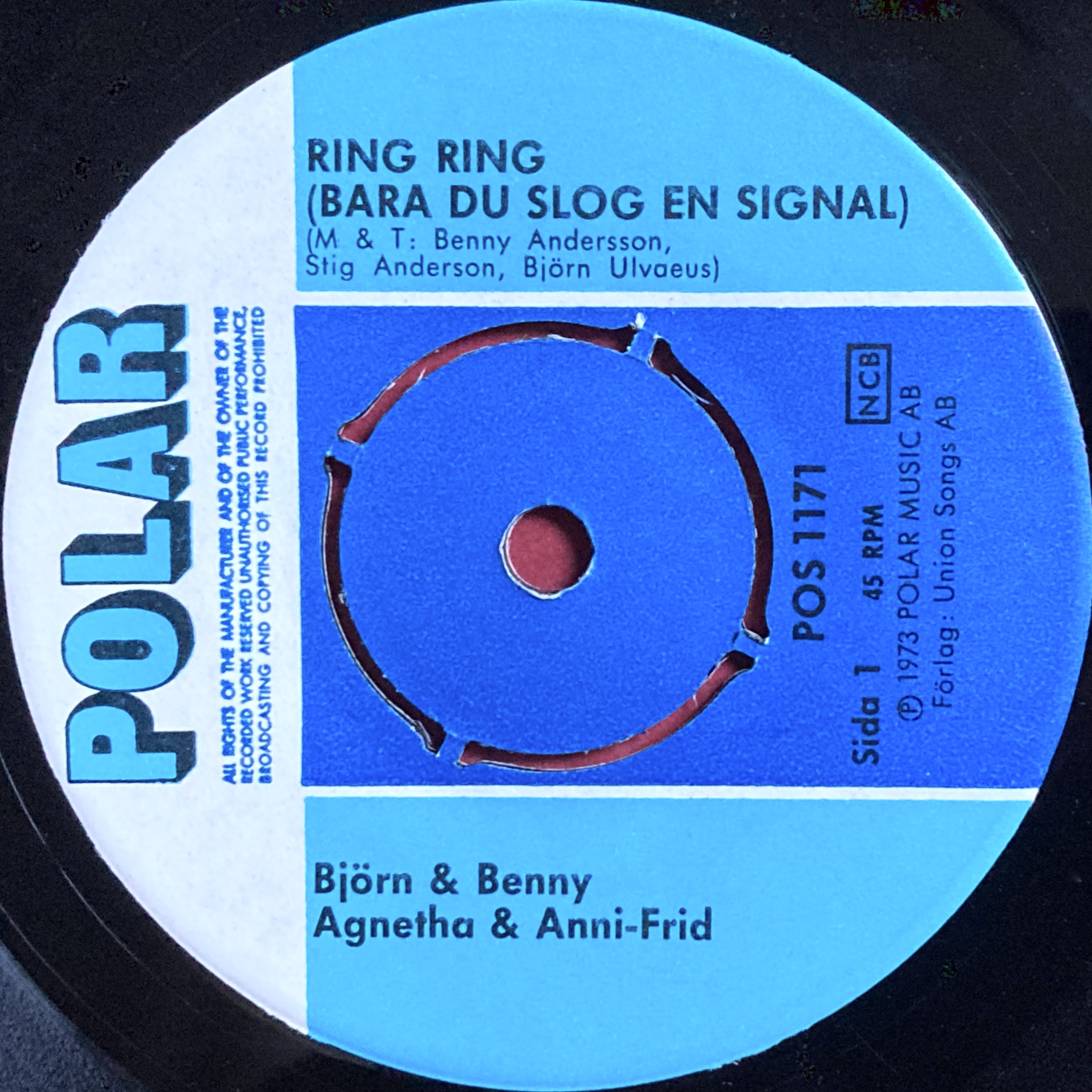 ABBA (BJÖRN & BENNY, AGNETHA & ANNI-FRID) - Ring ring Swe 7" Feltryck 1973 - 2