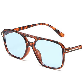 solglasögon brunspräckliga med blå lins 