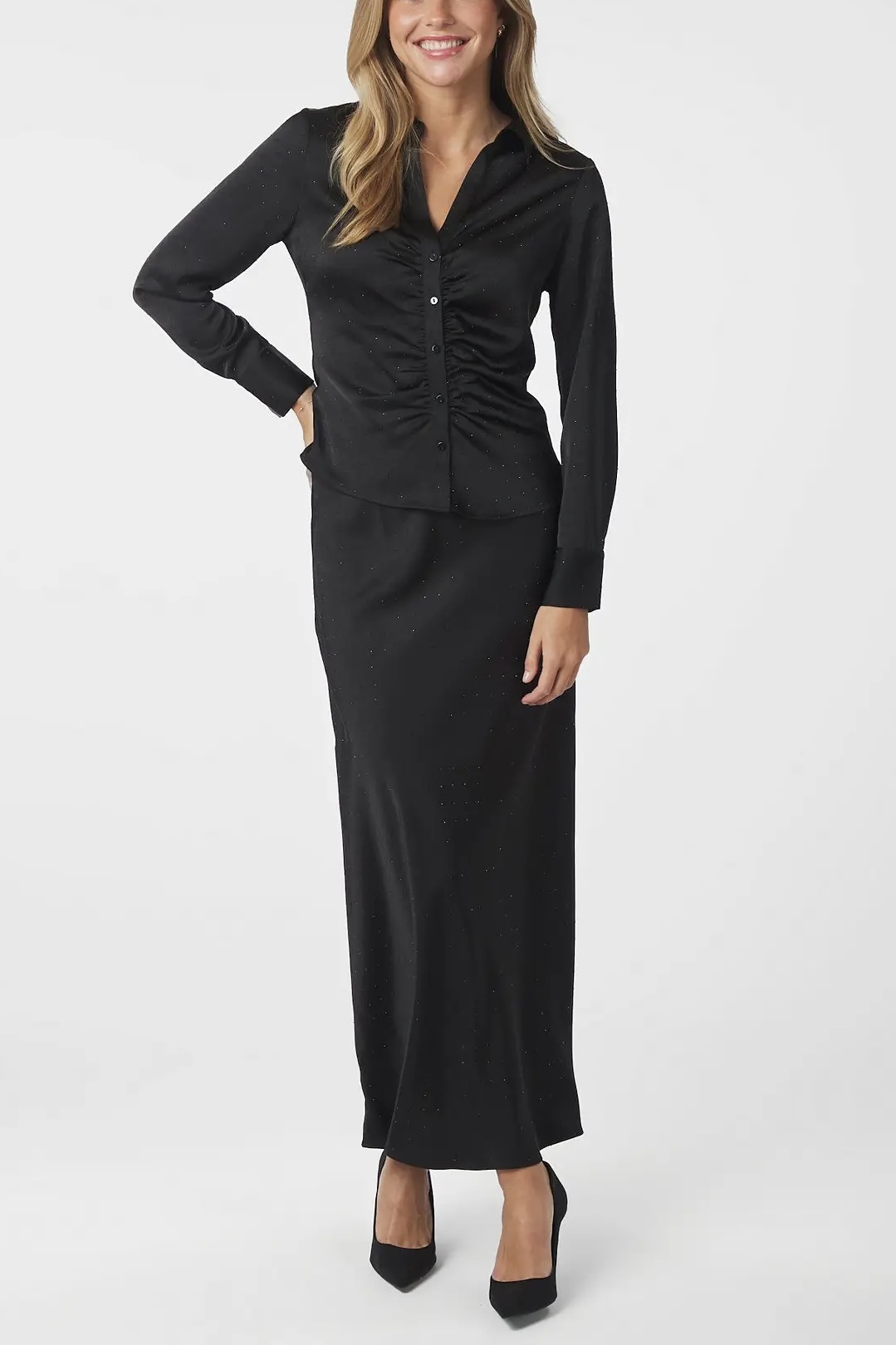 Neo Noir - Viso Heavy Sateen Bedaz Skirt Black - 3