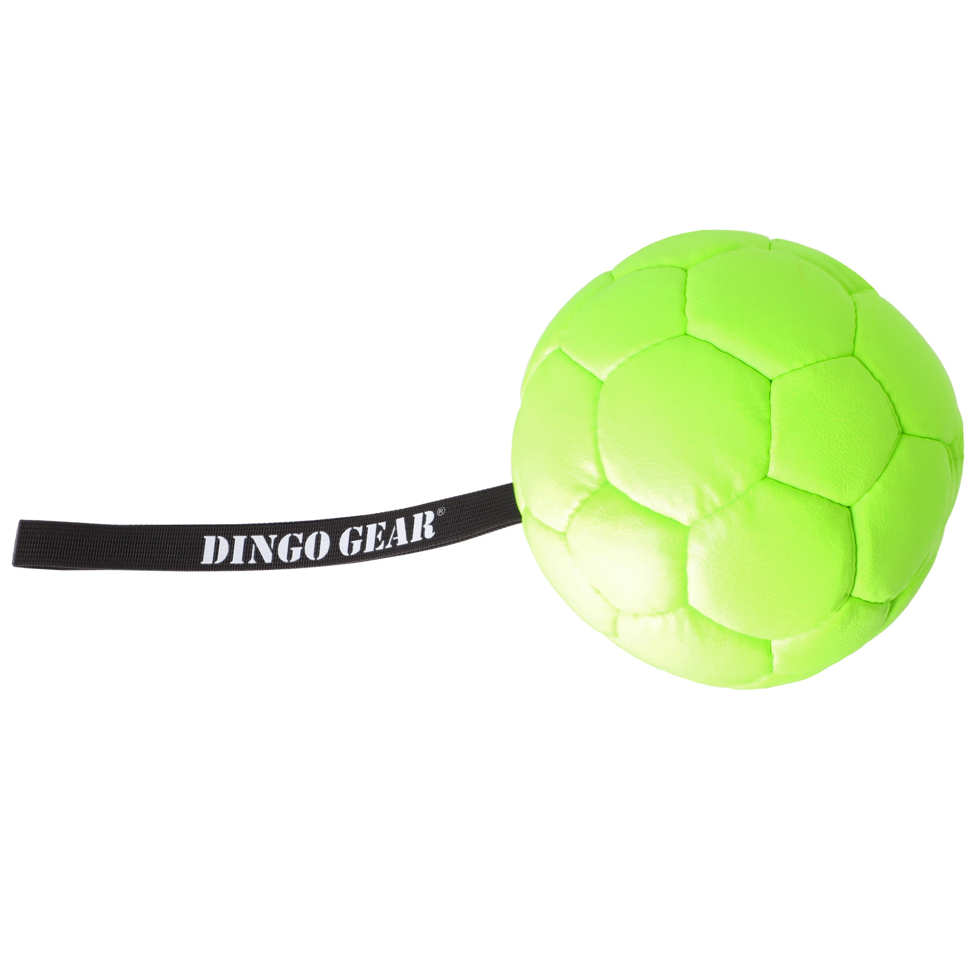 Dingo Gear Filled Eco-Leather Ball with Handle - Neon Green - Dog Toy