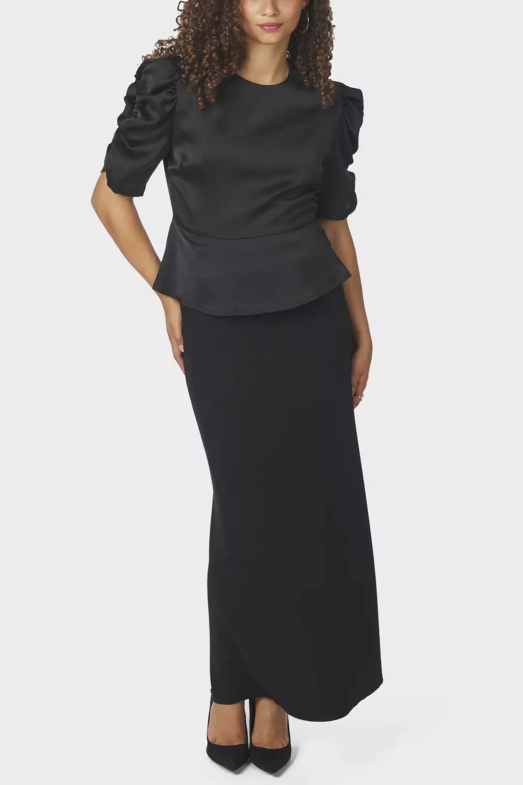 Neo Noir  - Benua Heavy Sateen Blouse Black - 3