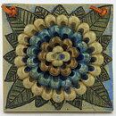 Heinz Preissler (1968) Quadratic Wall Plaque with Flower Motif 13 cm (2)